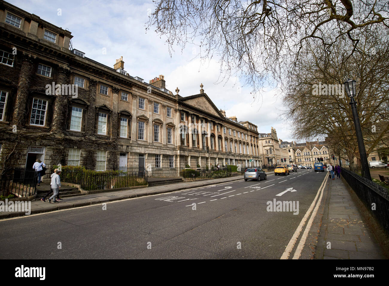 Georgian houses on the north side of queens square Bath England UK Stock Photo