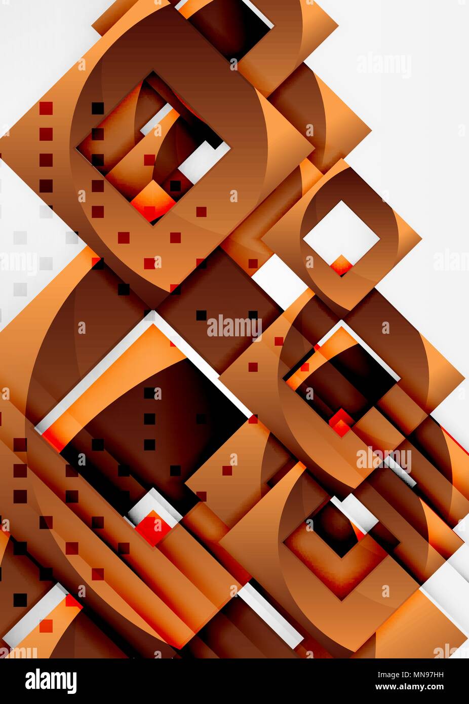 Squares geometric object in light 3d space, abstract background ...