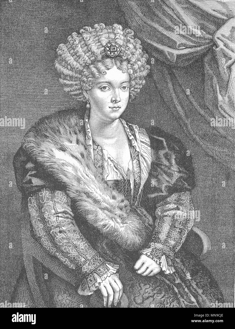 TITIAN. Isabella d'Este, Marquise Mantua, Manutius- 1880 old antique print Stock Photo