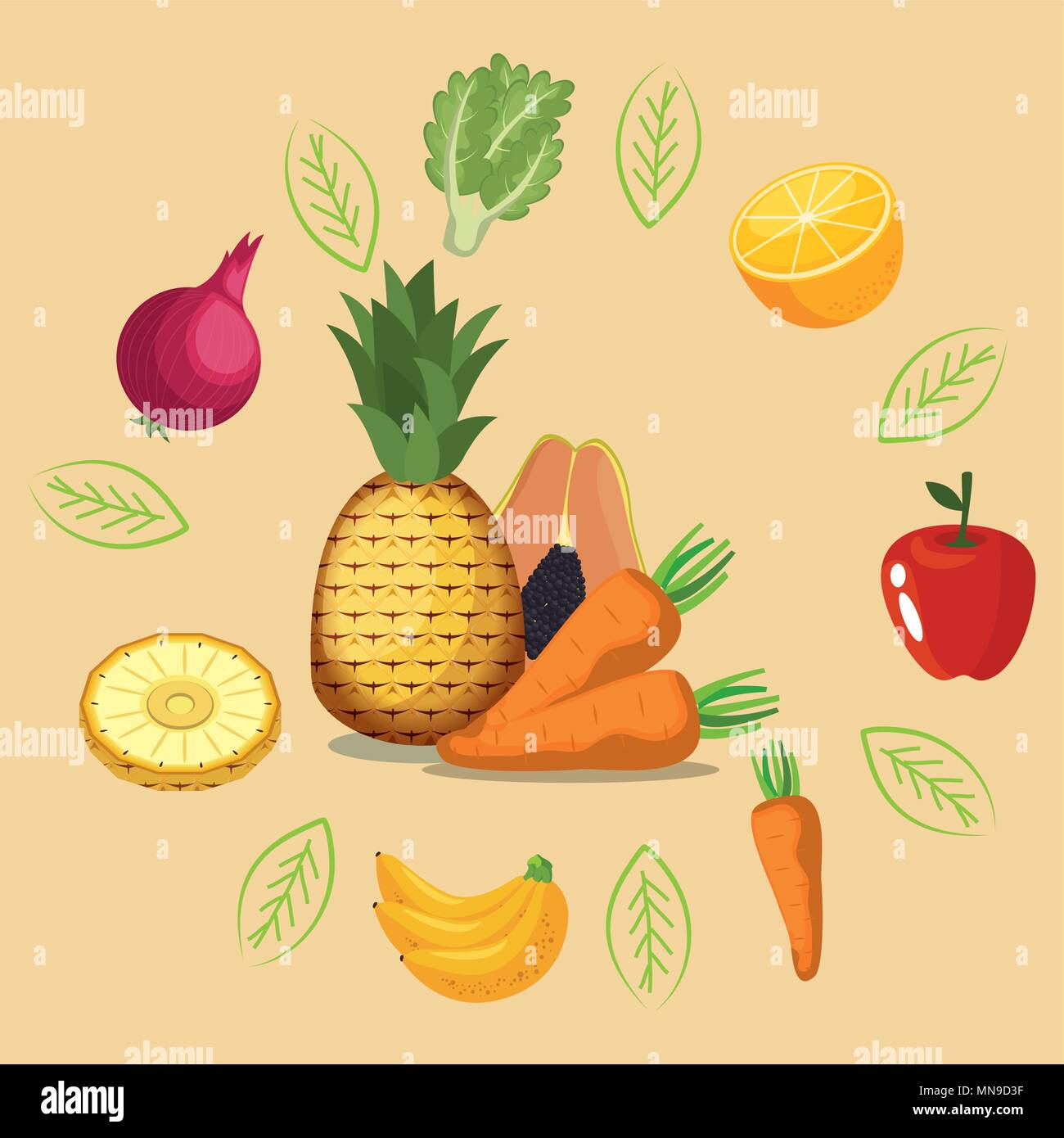 fruits and vegetables healthy food Stock Vector Image & Art - Alamy