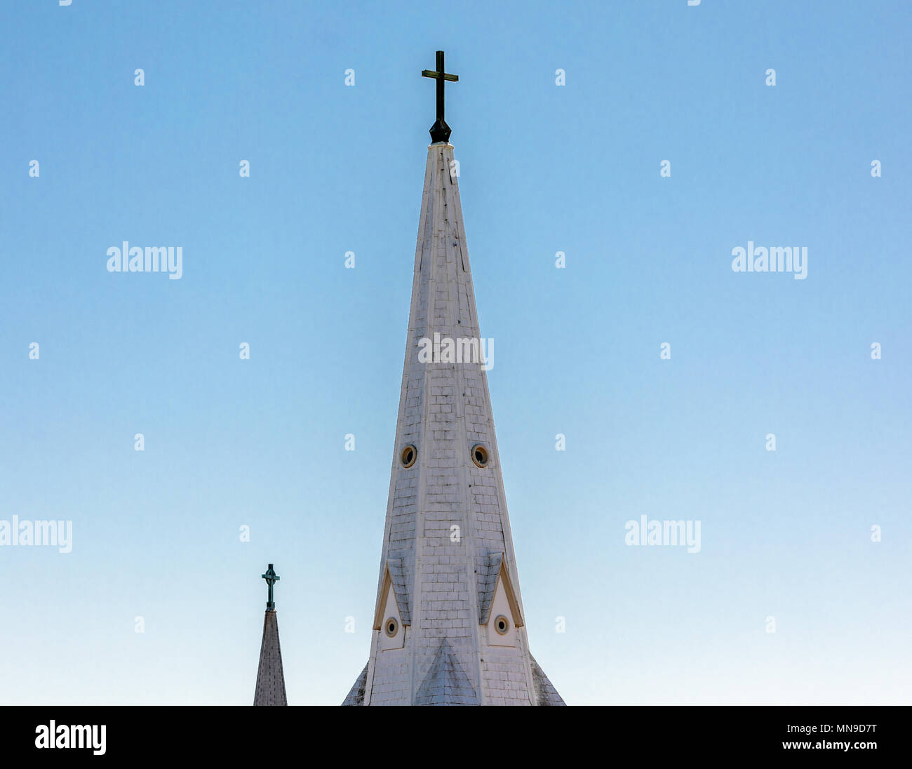 church steeples in ssg harbor, ny Stock Photo