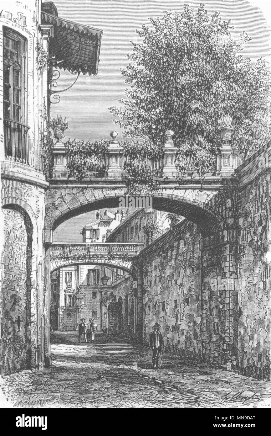 ROME. Via Della Pilotta 1872 old antique vintage print picture Stock Photo