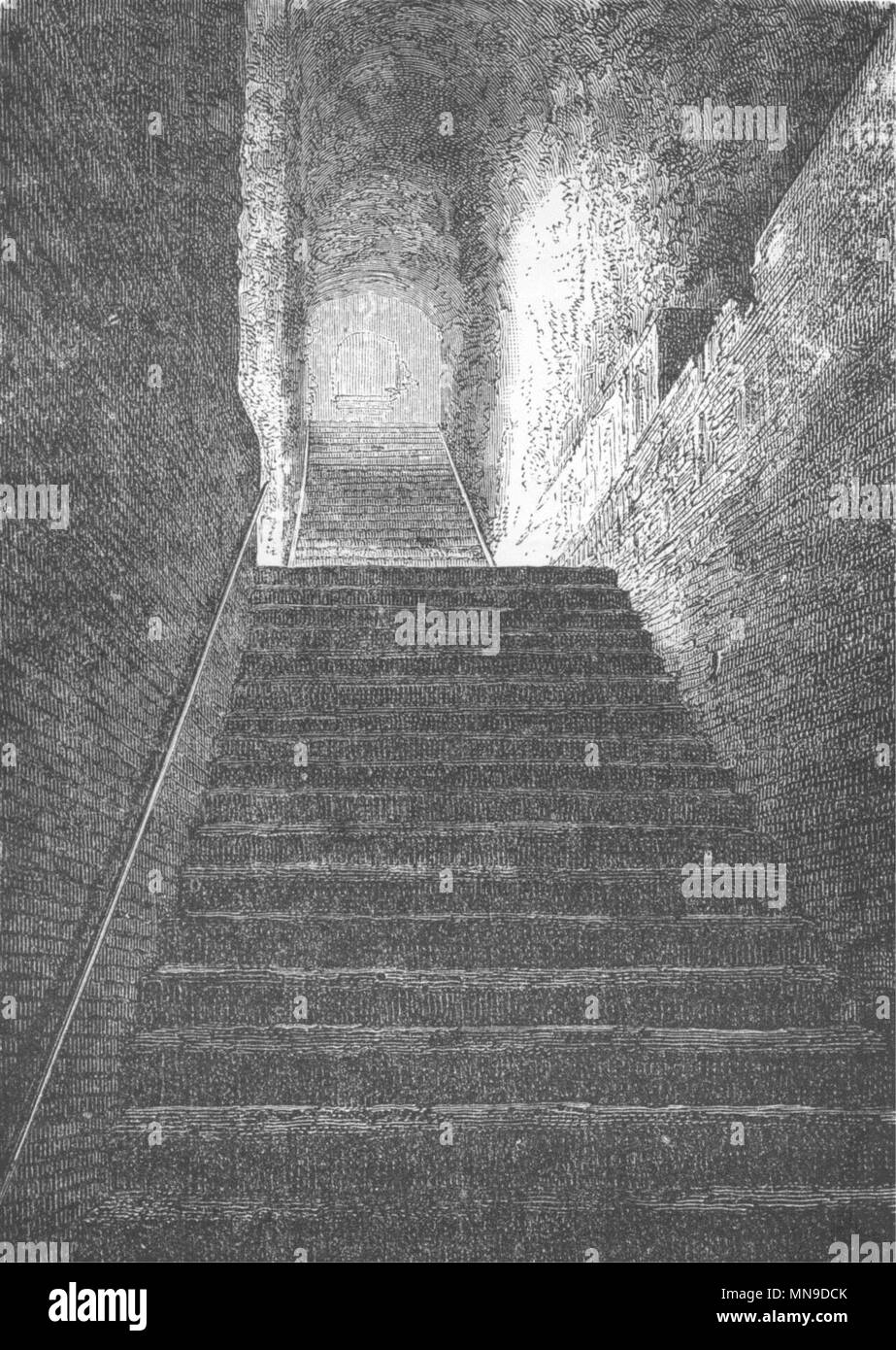 ROME. Stairs, Palace of Caligula 1872 old antique vintage print picture Stock Photo