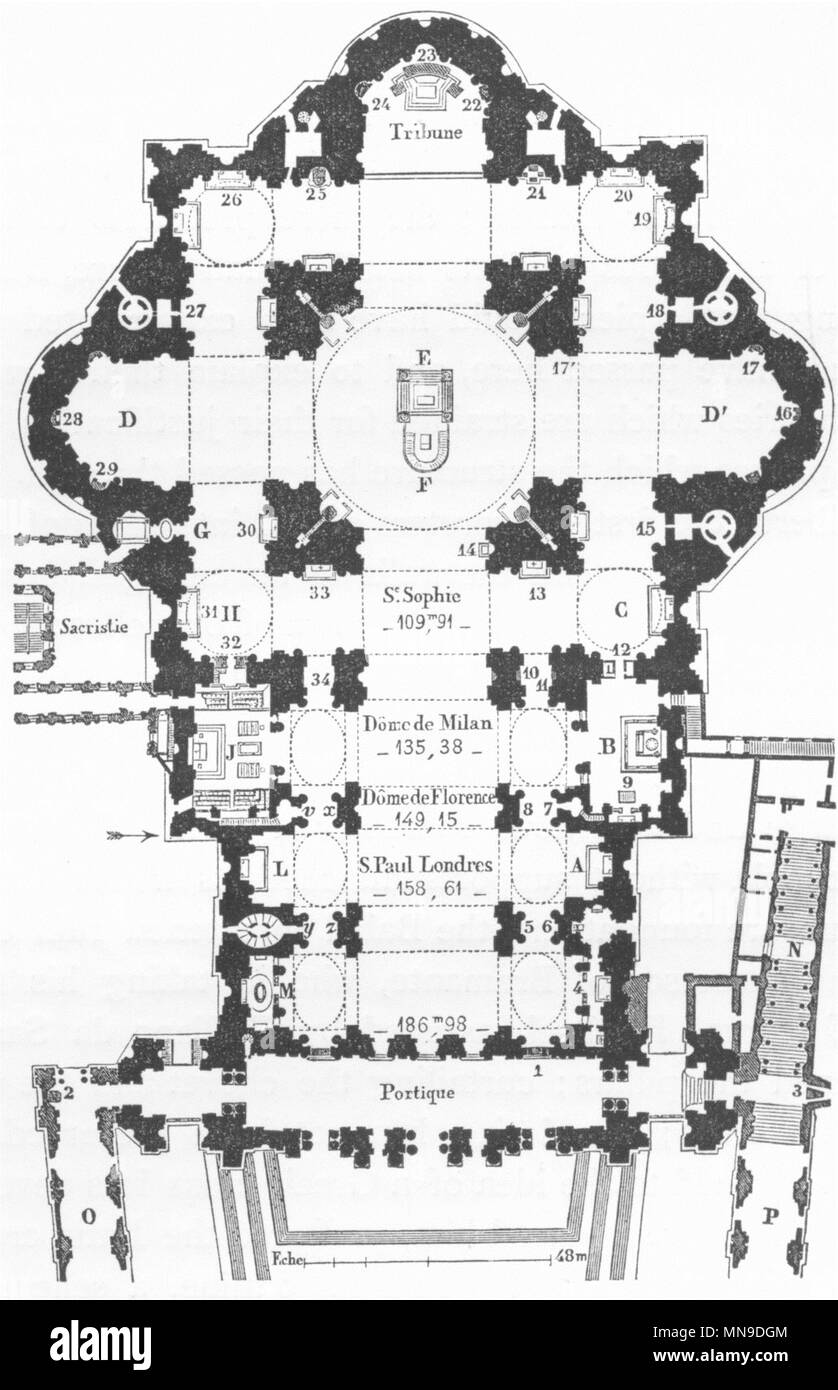 ROME. Plan of Basilica St Peter 1872 old antique vintage print picture  Stock Photo - Alamy
