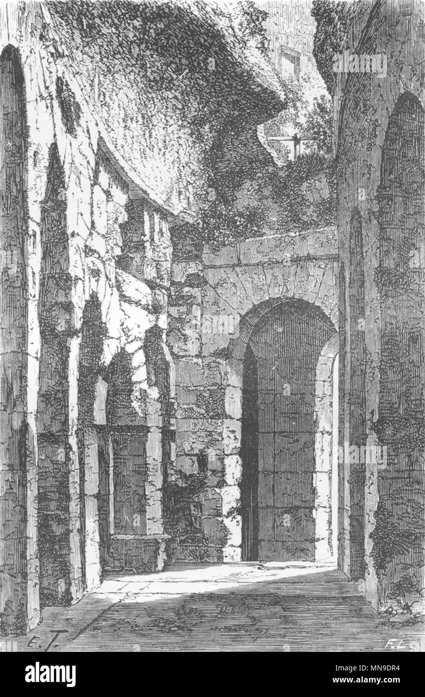 ROME. A Corridor of the Colloseum 1872 old antique vintage print picture Stock Photo