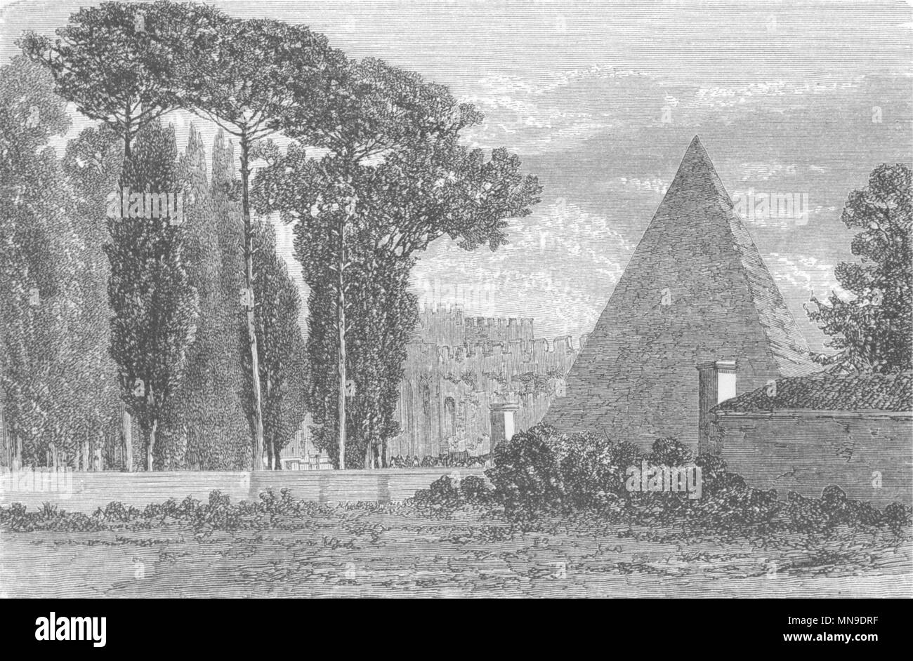 ROME. Pyramid of Cestius 1872 old antique vintage print picture Stock Photo
