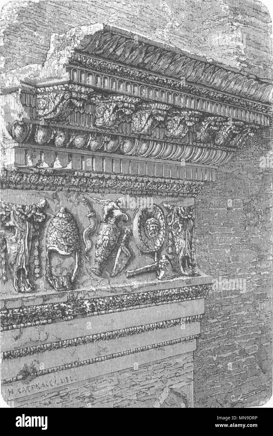 ROME. Entablature of Temple Concord 1872 old antique vintage print picture Stock Photo