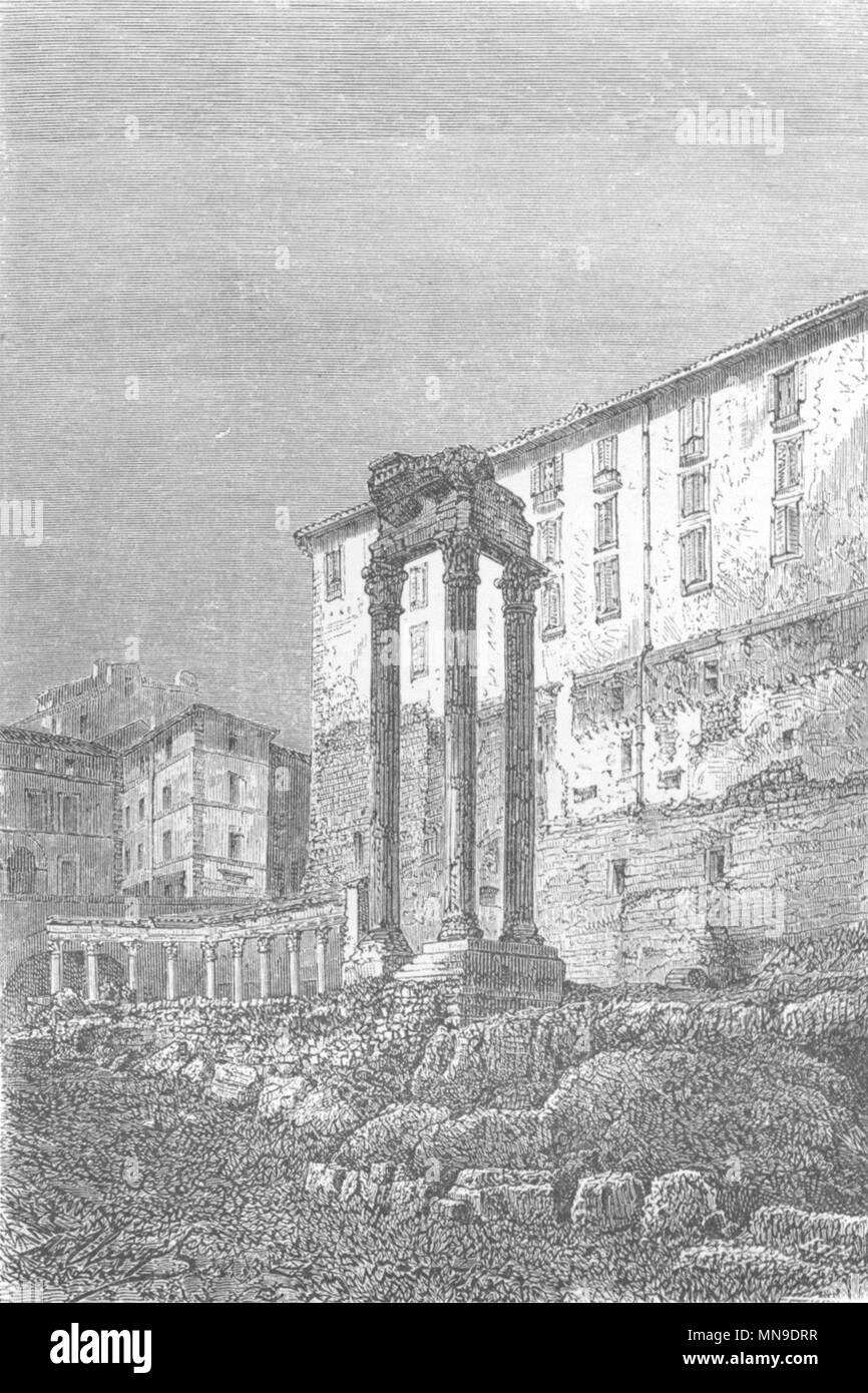 ROME. Temple of Vespasian & Portico 12 Gods 1872 old antique print picture Stock Photo
