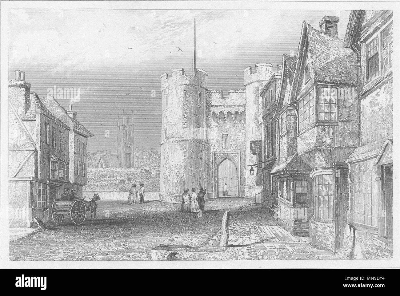 KENT. West Gate, Canterbury, Kent c1840 old antique vintage print