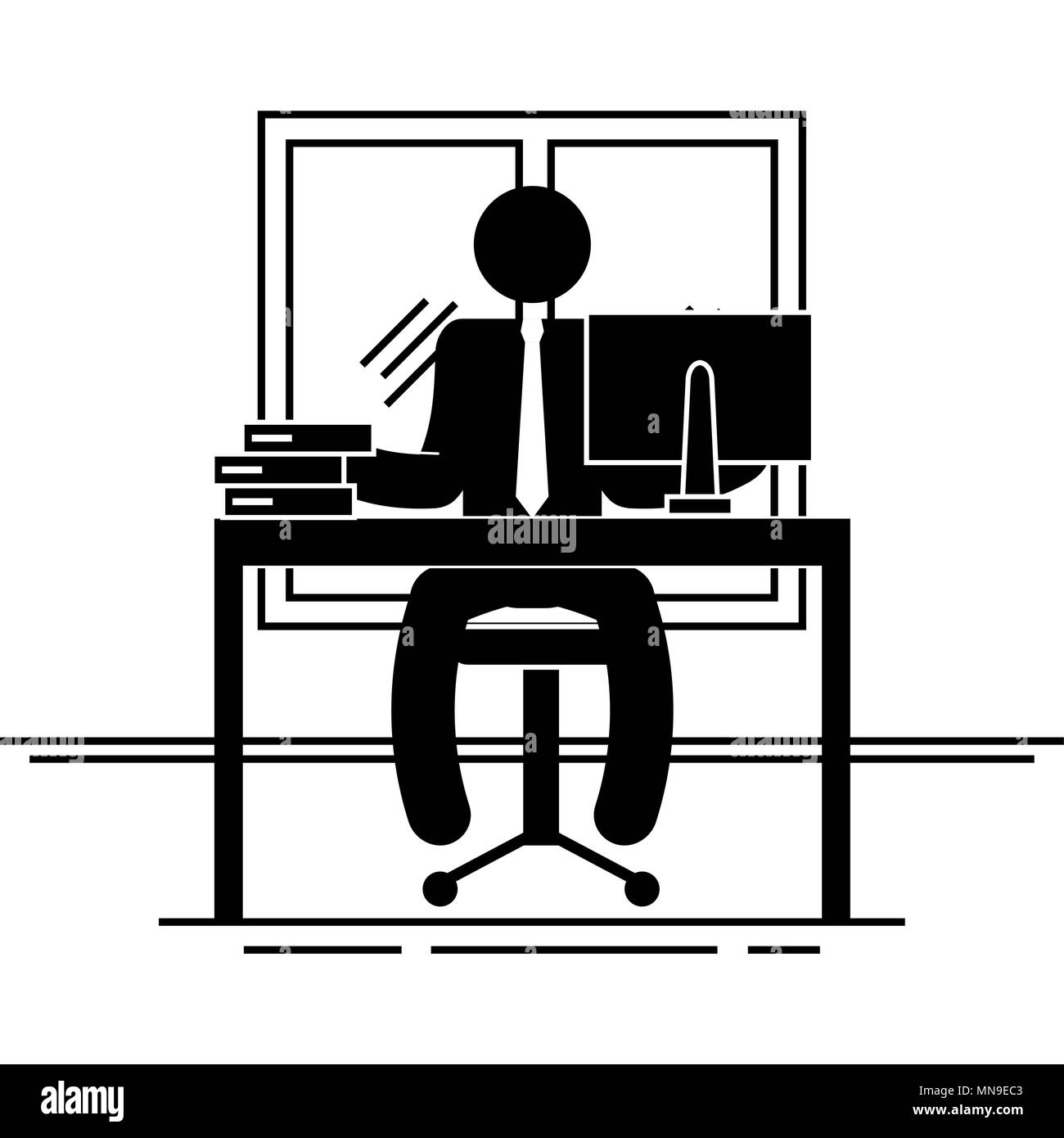 figure businessman in the office avatar silhouette Stock Vector