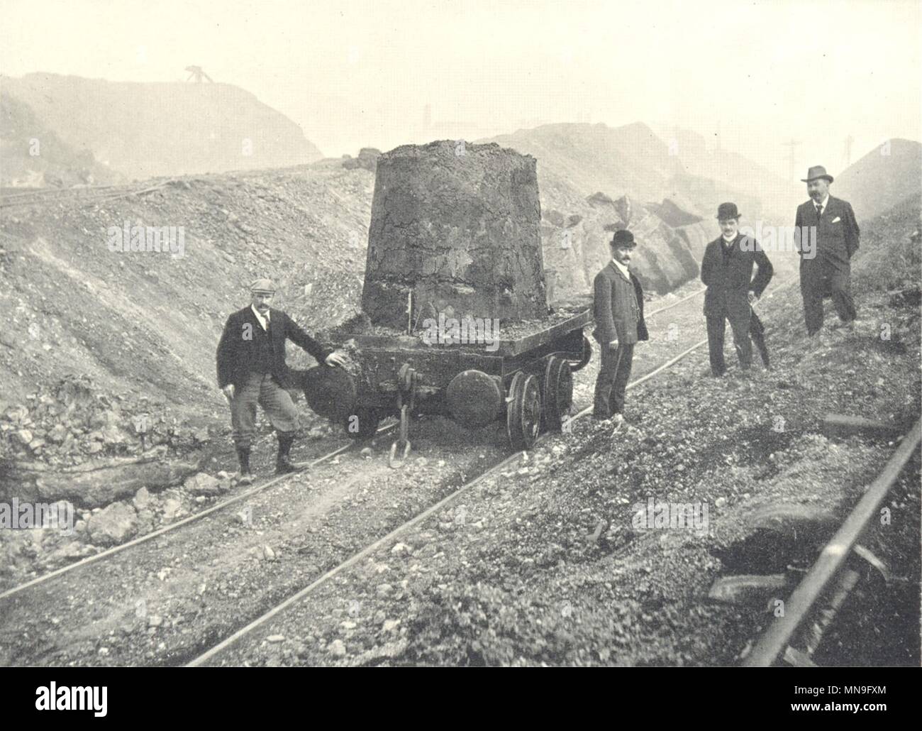 SLAG MANUFACTURE. A Slag Heap. A 'Ball' about to be tipped 1912 old print Stock Photo