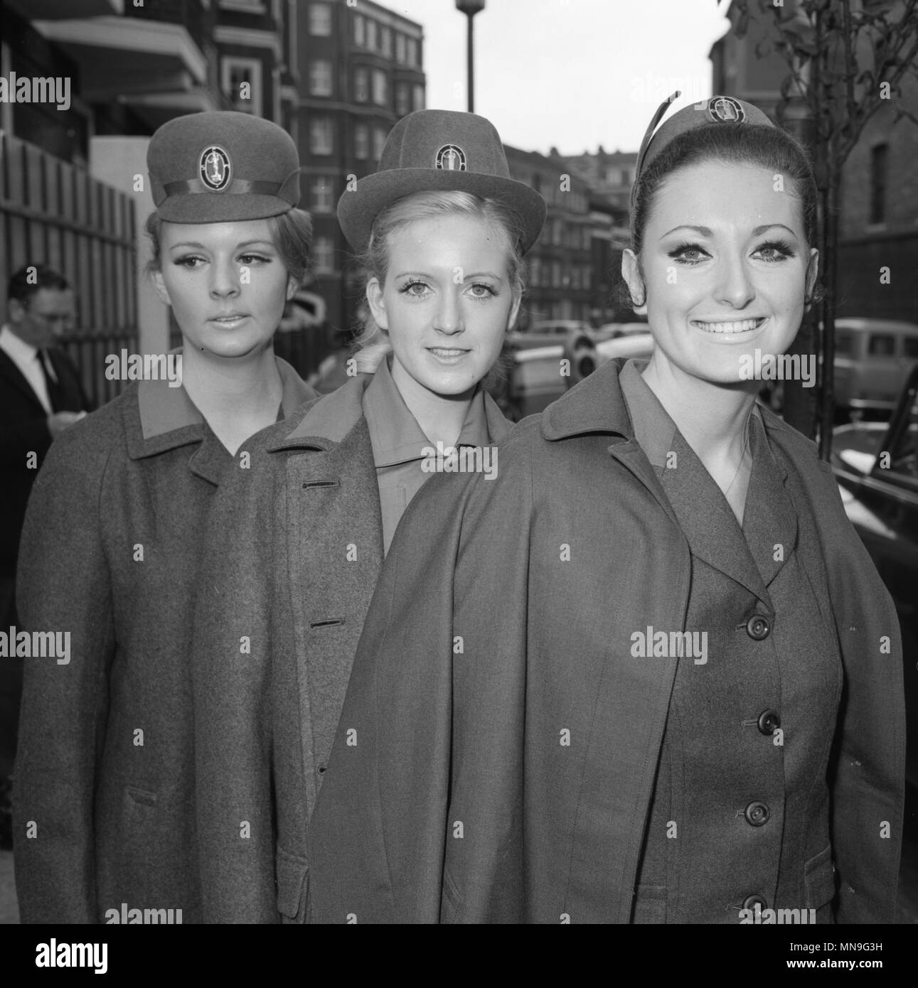 (L-R) Carol St Claire, Irene Moffat and Gerri O'Collins in London to model new National uniforms for State Certified Midwives by Danco, the Nurses Outfitting Association Limited, of Stockport, which will be on display at the London Nursing Exhibition. Stock Photo