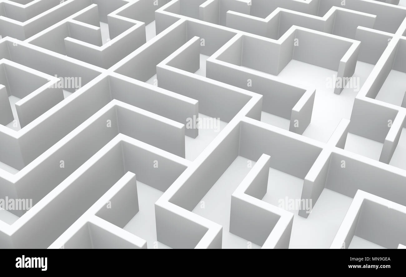 White Abstract Labyrinth Walls Background 3d Illustration Horizontal Stock Photo Alamy