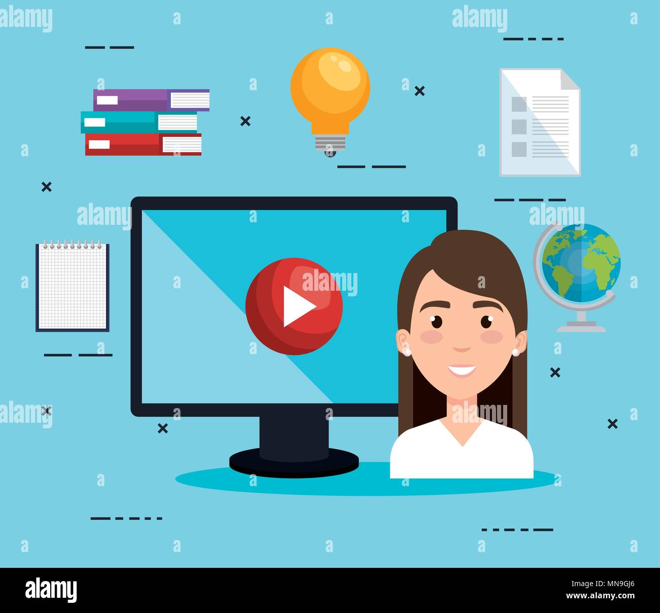student using computer desktop electronic education Stock Vector Image ...