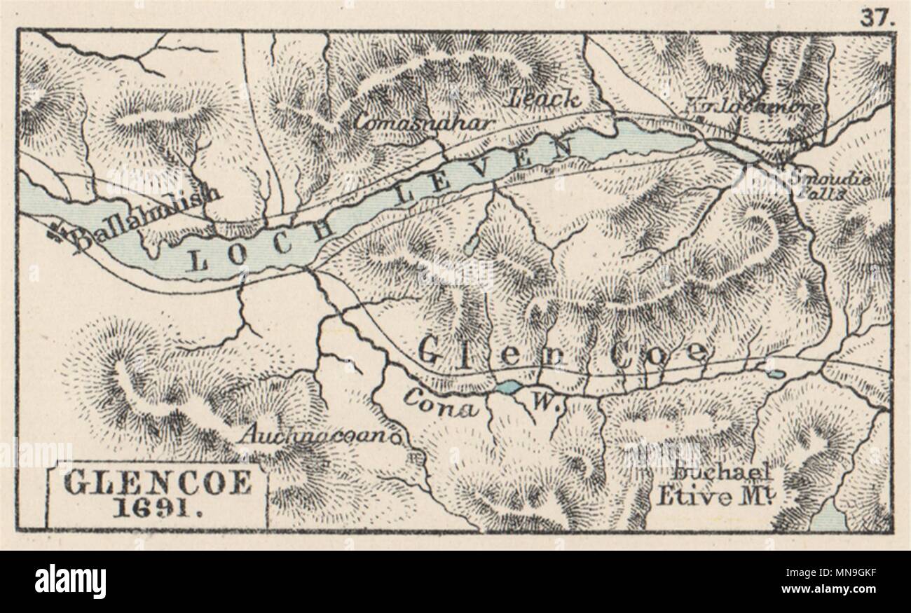 MASSACRE OF GLENCOE. Achnacon. 1691. 1692. SMALL. 1907 old antique map chart