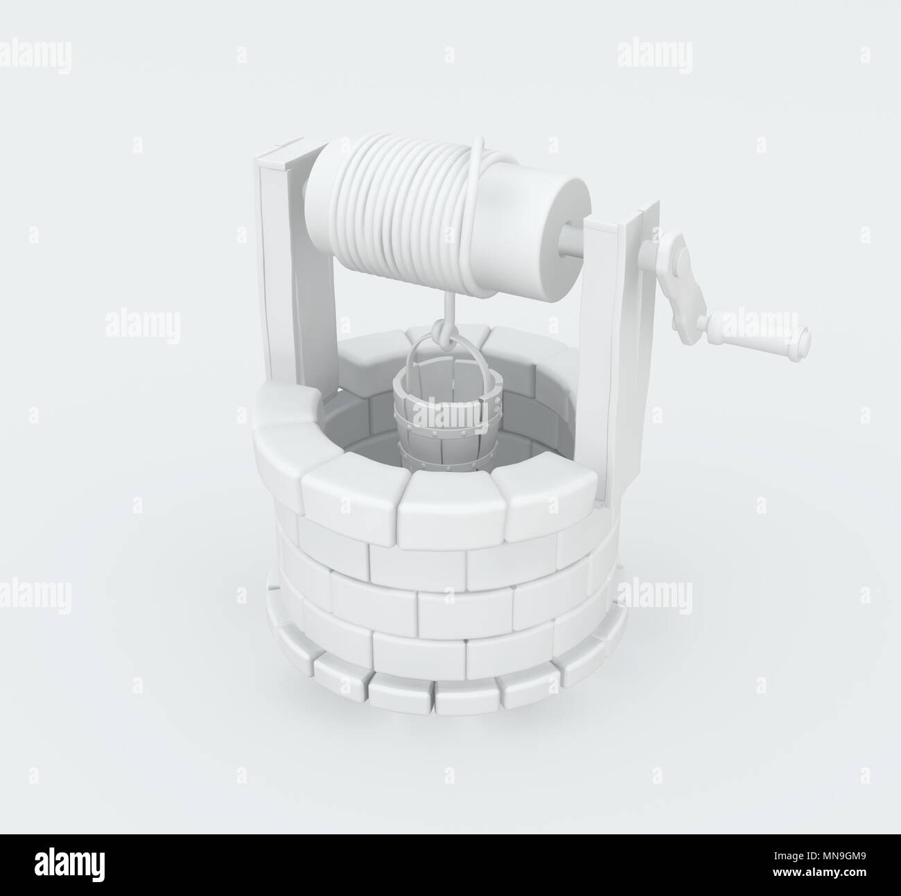 Small white well object symbolic, horizontal, 3d illustration Stock ...