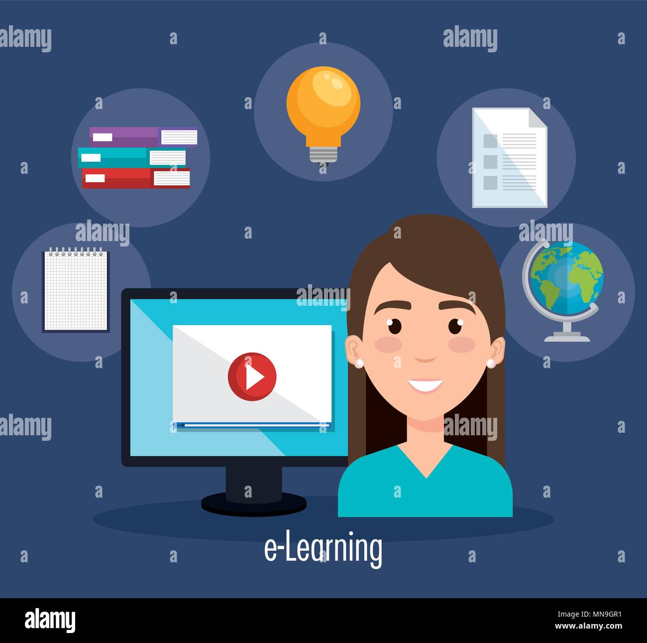 student using computer desktop electronic education Stock Vector Image ...