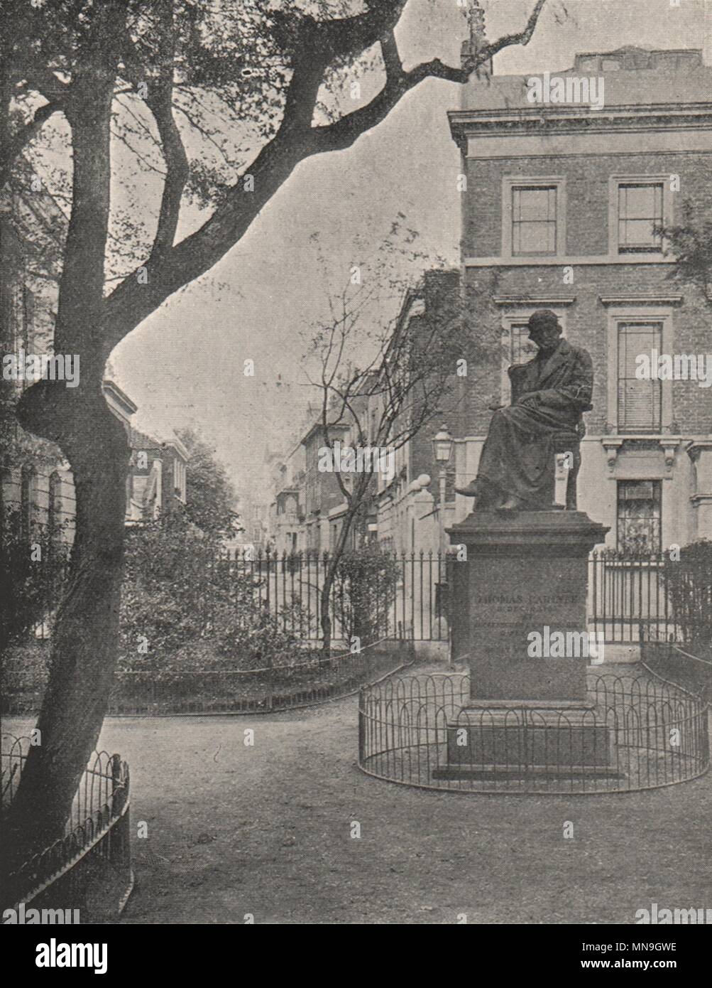 CHELSEA. Statue of Thomas Carlyle, Embankment garden, Cheyne Row. SMALL 1900 Stock Photo