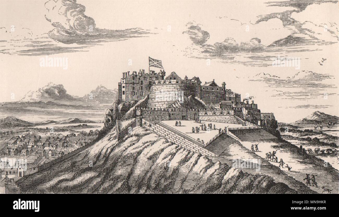 Scotland 1885 old print from the North-East View in 1715 EDINBURGH CASTLE
