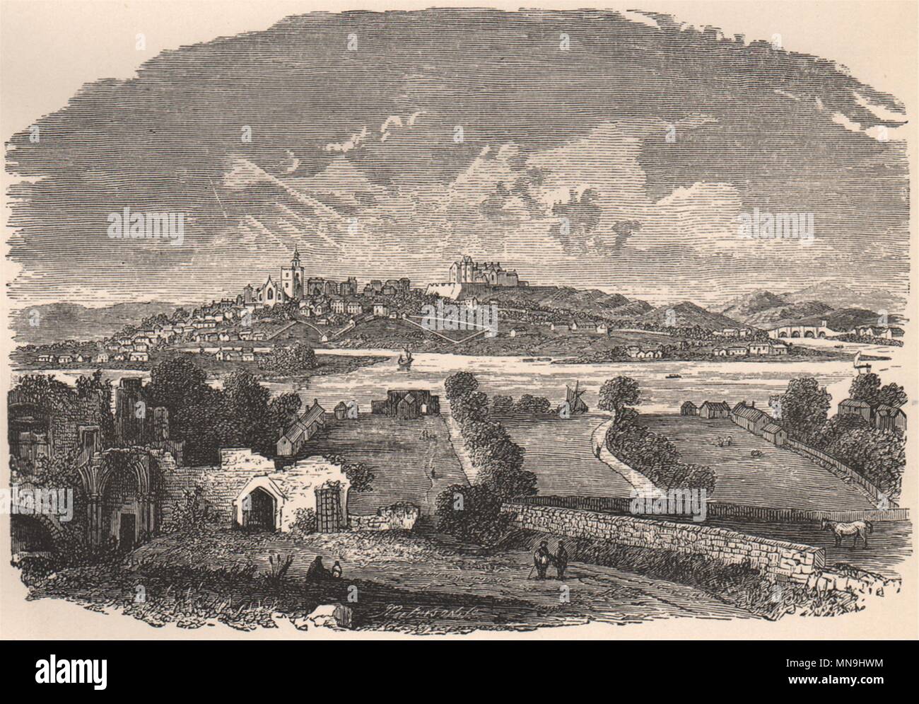 STIRLING. View in the beginning of the 18th century. Scotland 1885 old ...