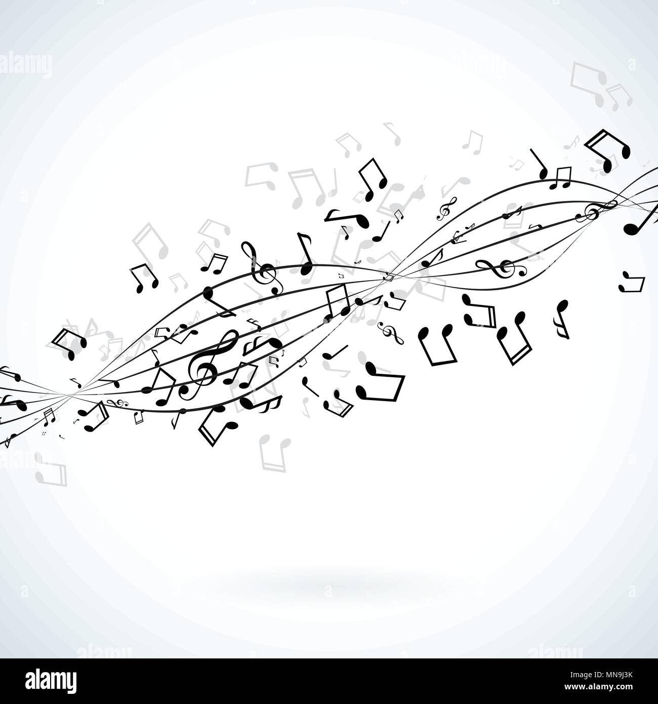 Music Illustration With Falling Notes On White Background Vector