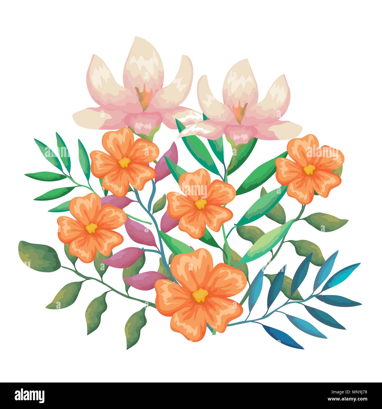 flowers and leafs garden decorative Stock Vector Image & Art - Alamy