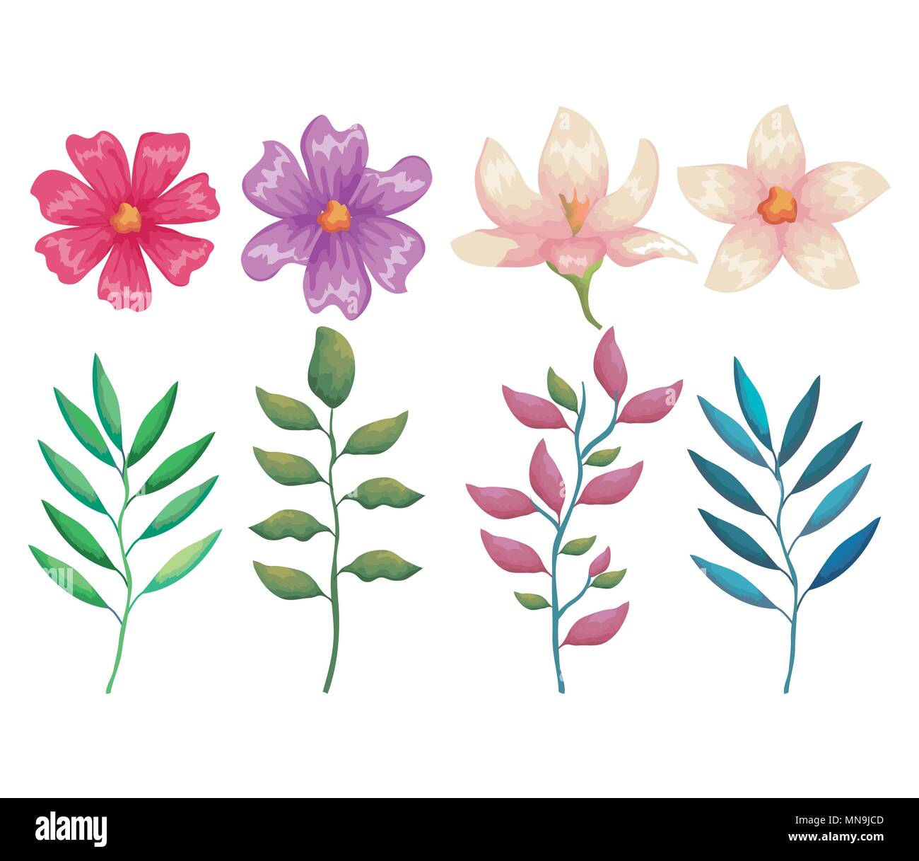 flowers and leafs garden decorative Stock Vector Image & Art - Alamy