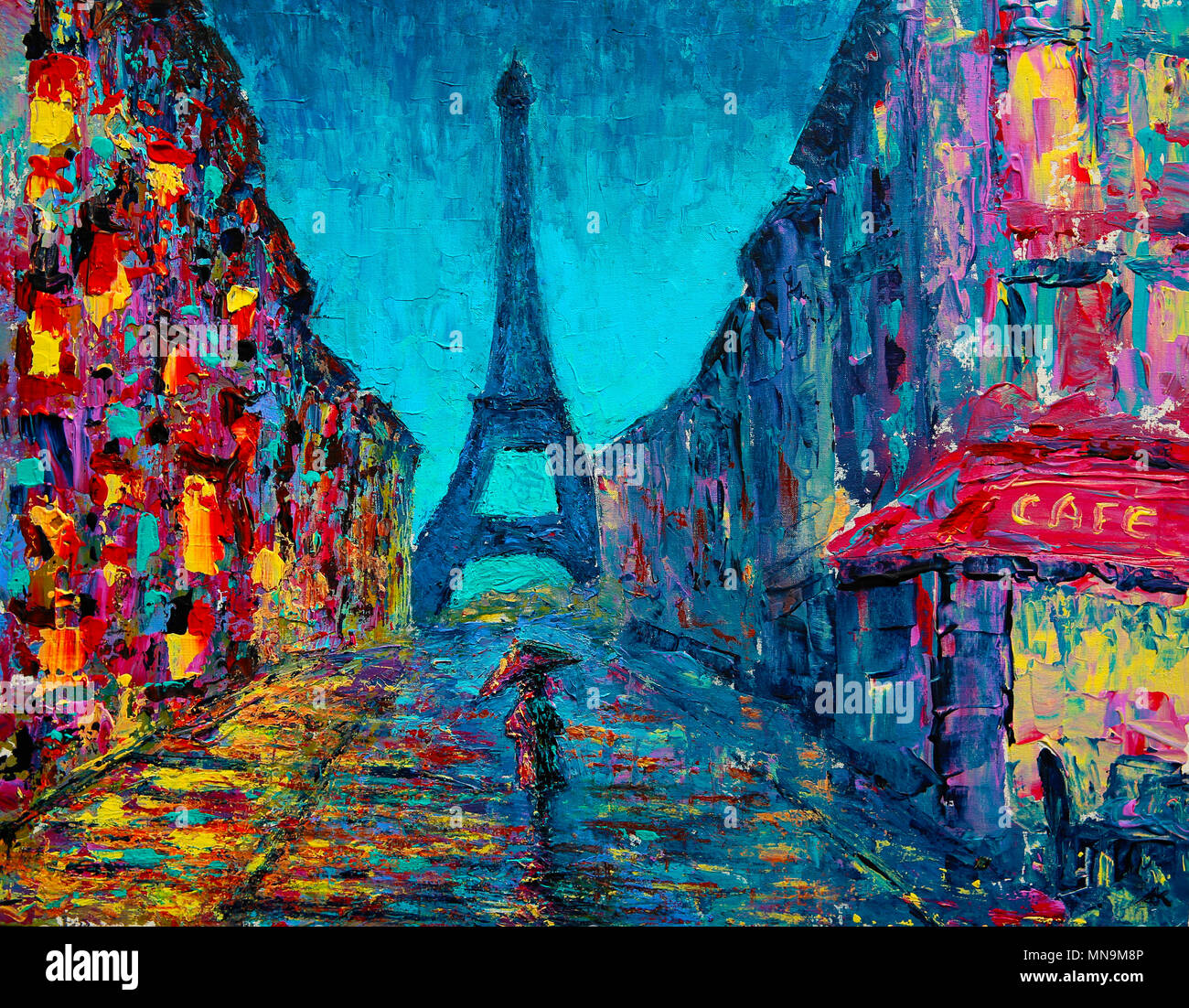 Paris street art painting Stock Photo Alamy