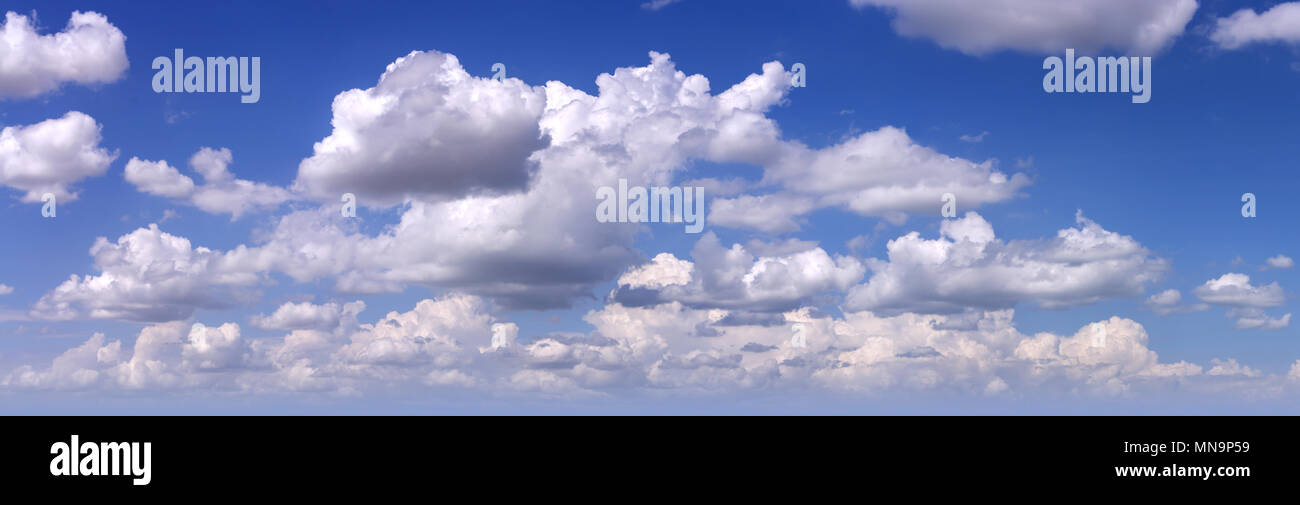 Blue sky with white clouds as Panorama background Stock Photo - Alamy