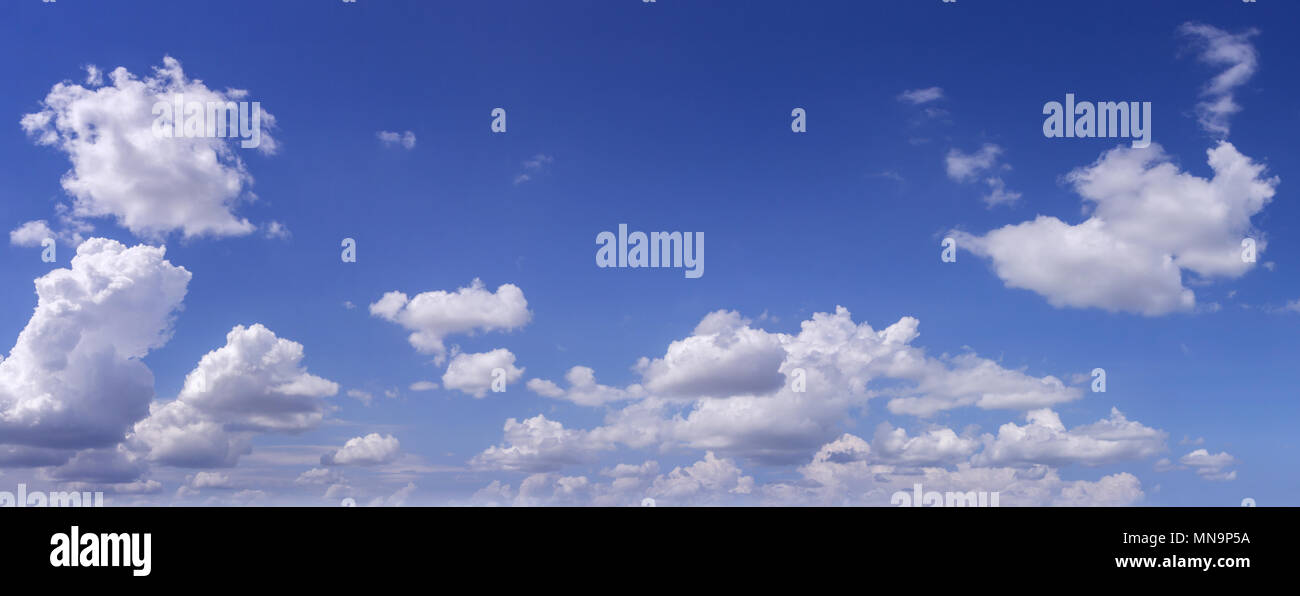 Blue sky with white clouds as Panorama background Stock Photo - Alamy