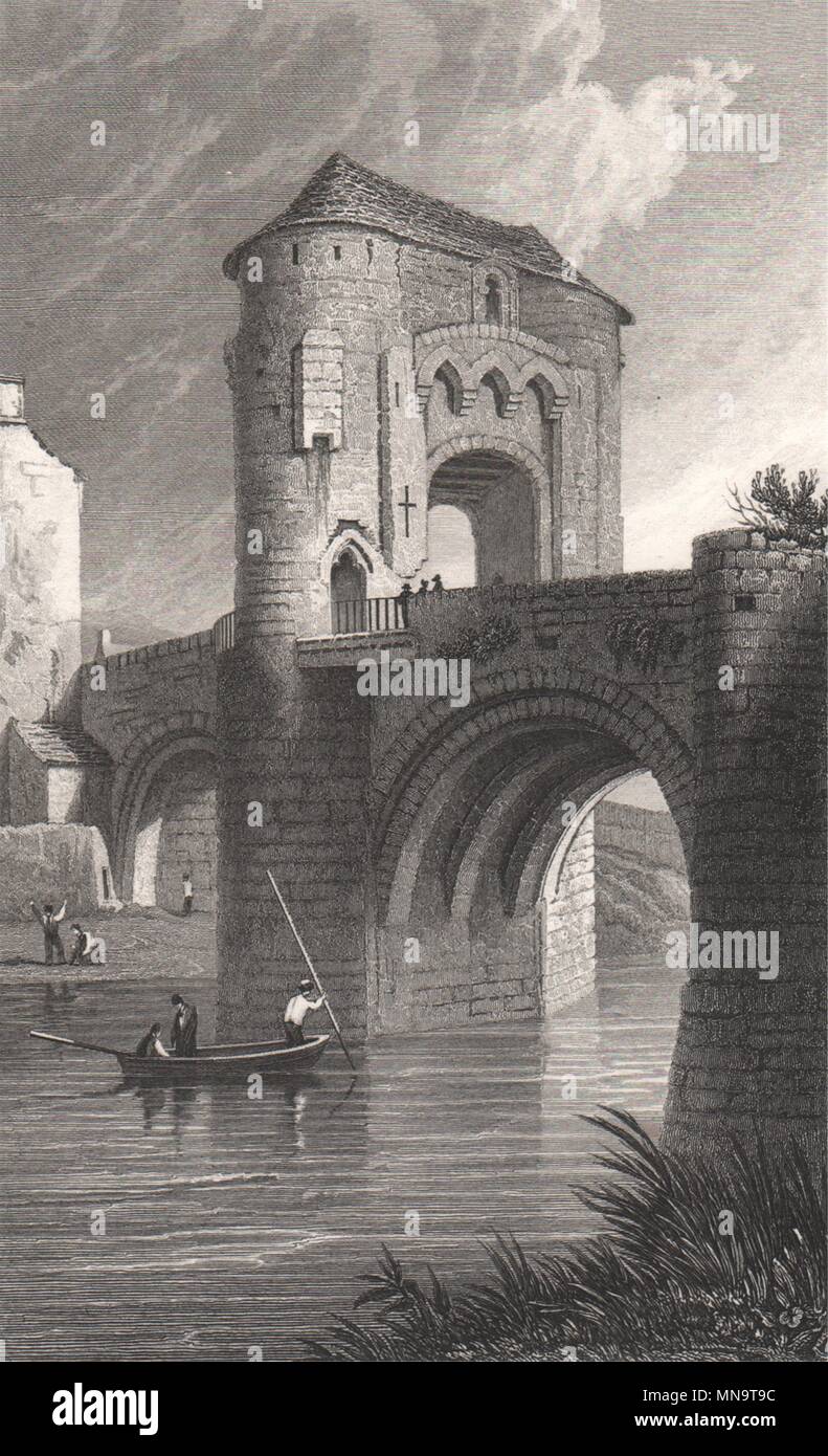 Projet pour le Pont-Neuf - Painting of the Pont Neuf project as approved by  King Henry III in 1578. The bridge was completed in 1607 with a less ornate  design Stock Photo - Alamy