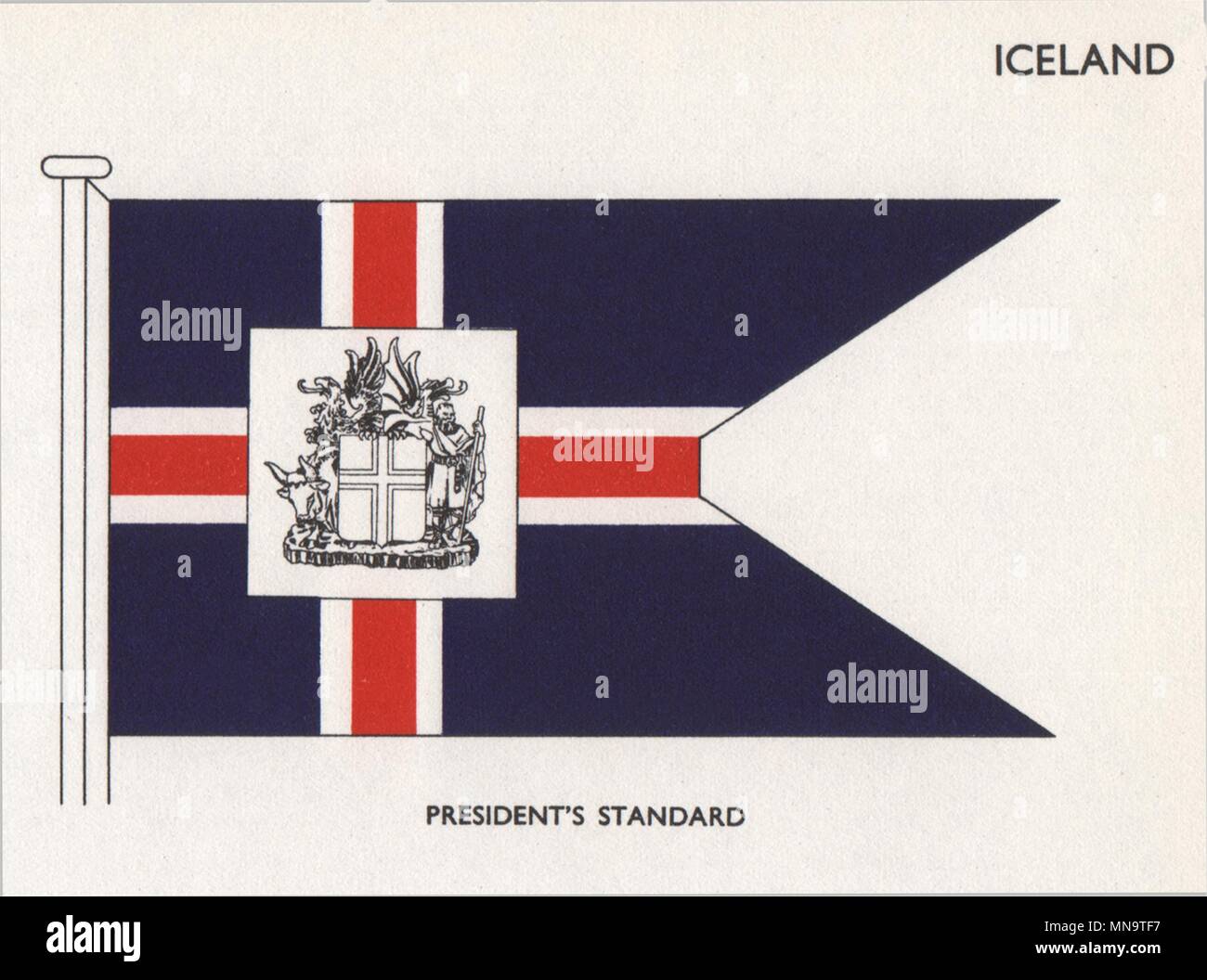 ICELAND FLAGS. President's standard 1958 old vintage print picture Stock Photo