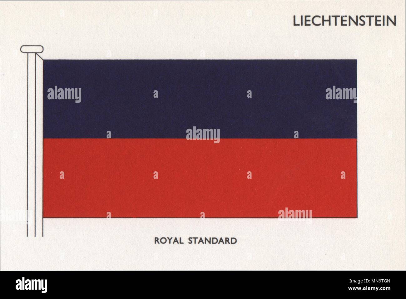 LIECHTENSTEIN FLAGS. Royal Standard 1958 old vintage print picture Stock Photo