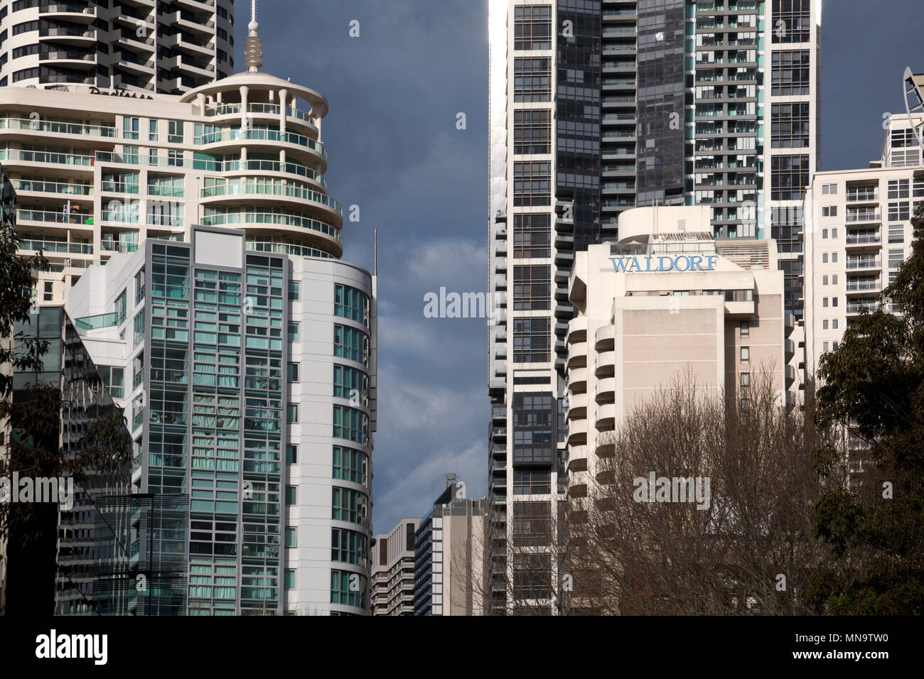 modern skyscrapers liverpool street darling harbour sydney new south wales australia Stock Photo