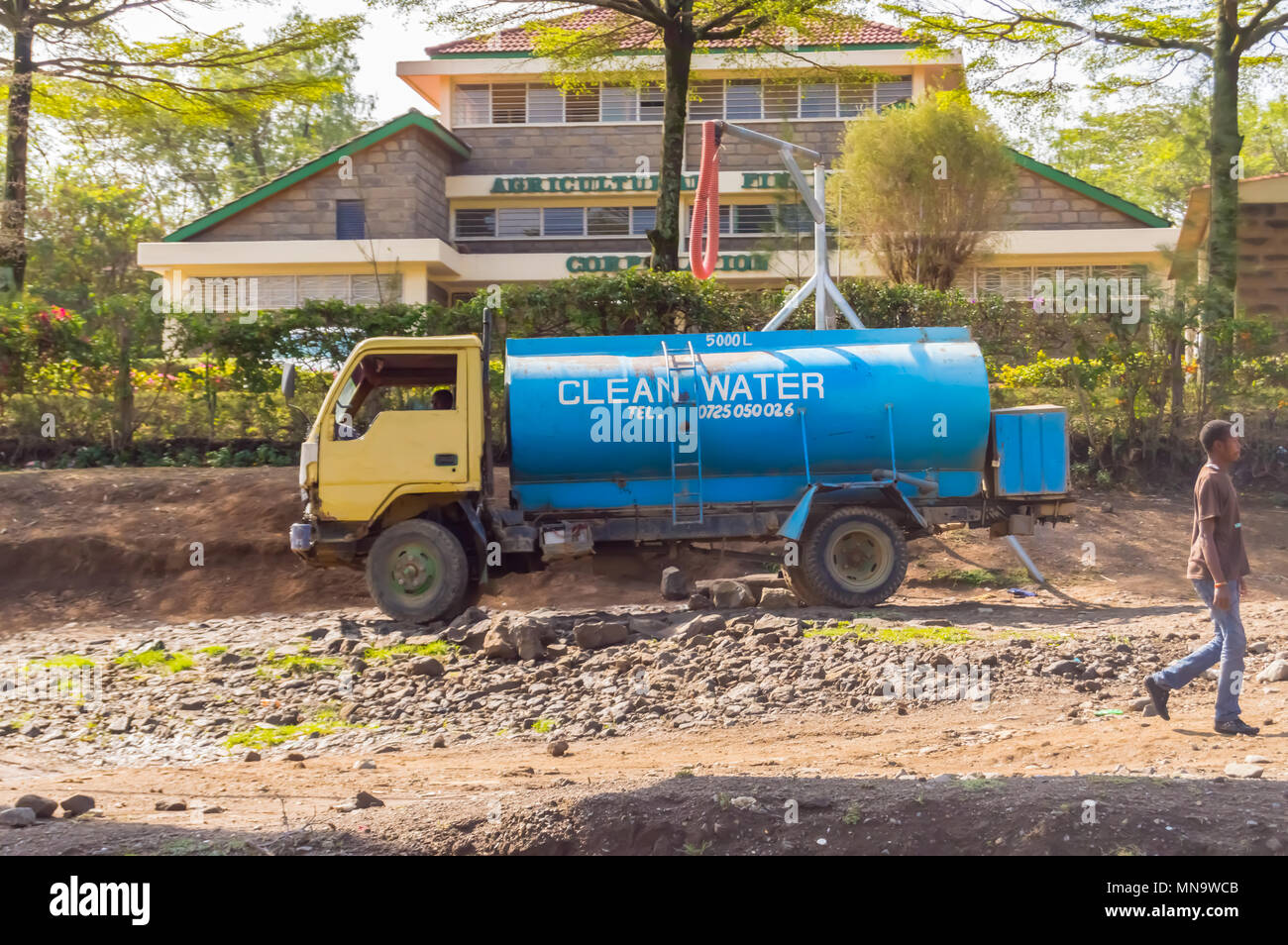 Nairobi,Kenya,Afrique-03/01/2018.Blue water tank for drinking water Stock Photo