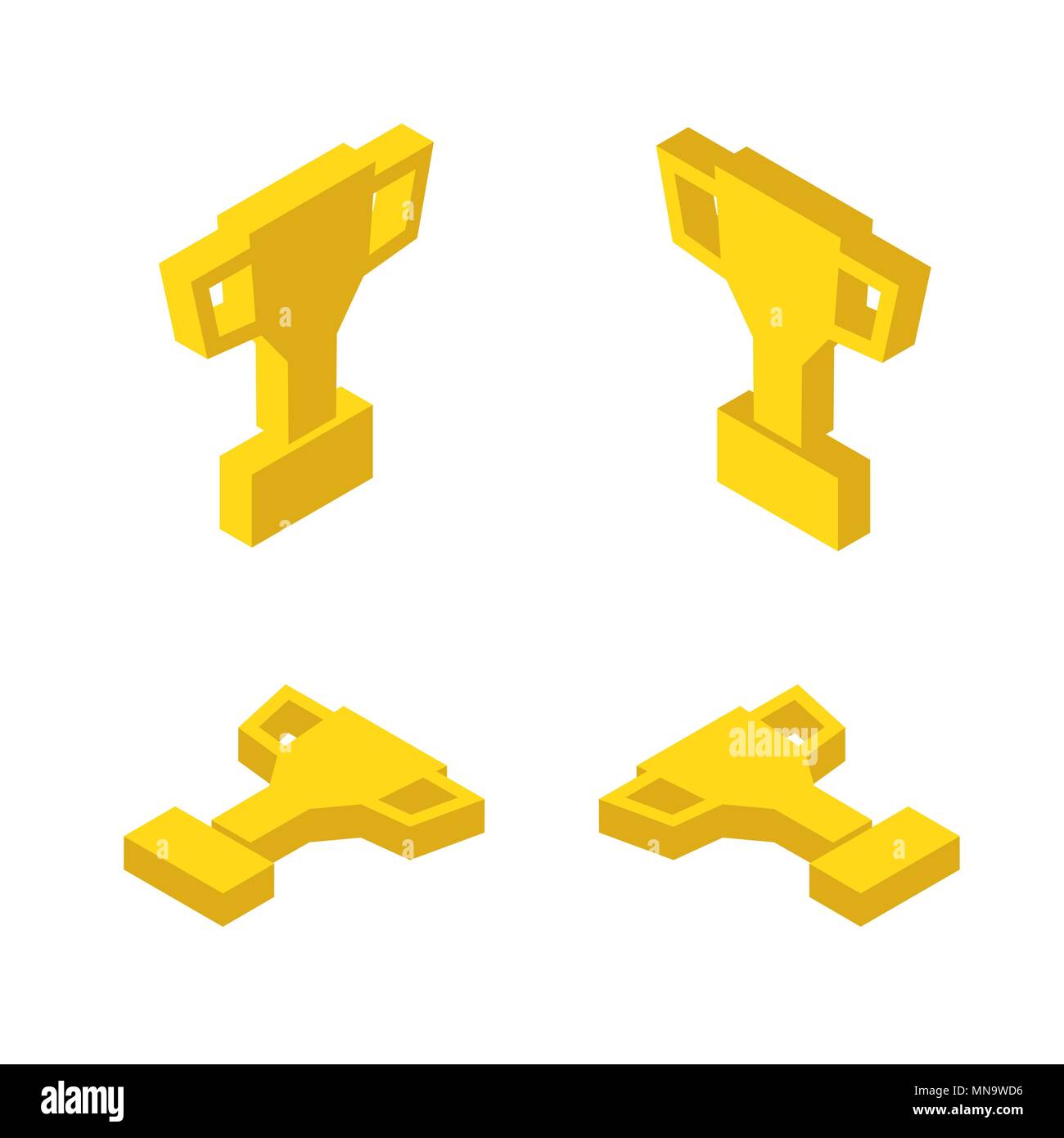 Gold Cup winner isometric. Different position. Awards Icon Set