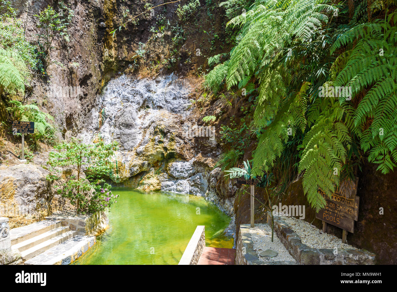 Natural pool of Fuentes Georginas - hot springs around Zunil and Quetzaltenango - Xela, Guatemala Stock Photo