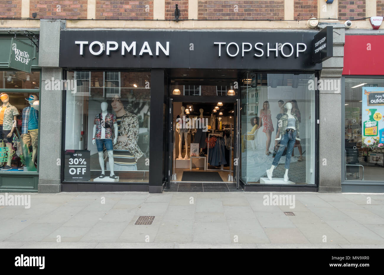 Topman and Topshop store on the high street in worcester Stock Photo - Alamy