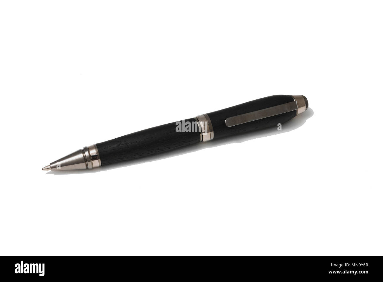 Ballpoint pen made of wood and metal on a white background Stock Photo ...