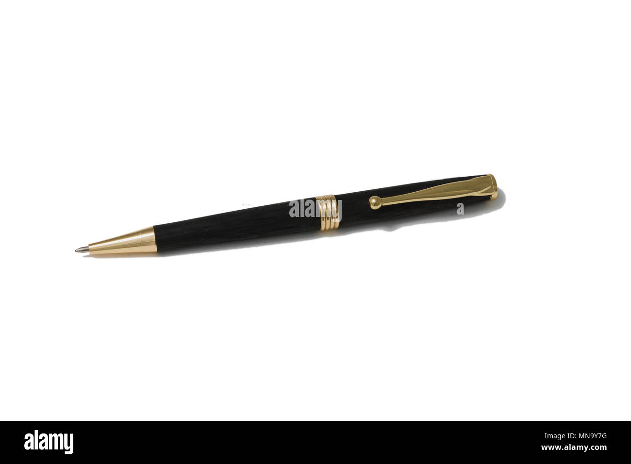 Ballpoint pen made of wood and metal on a white background Stock Photo ...