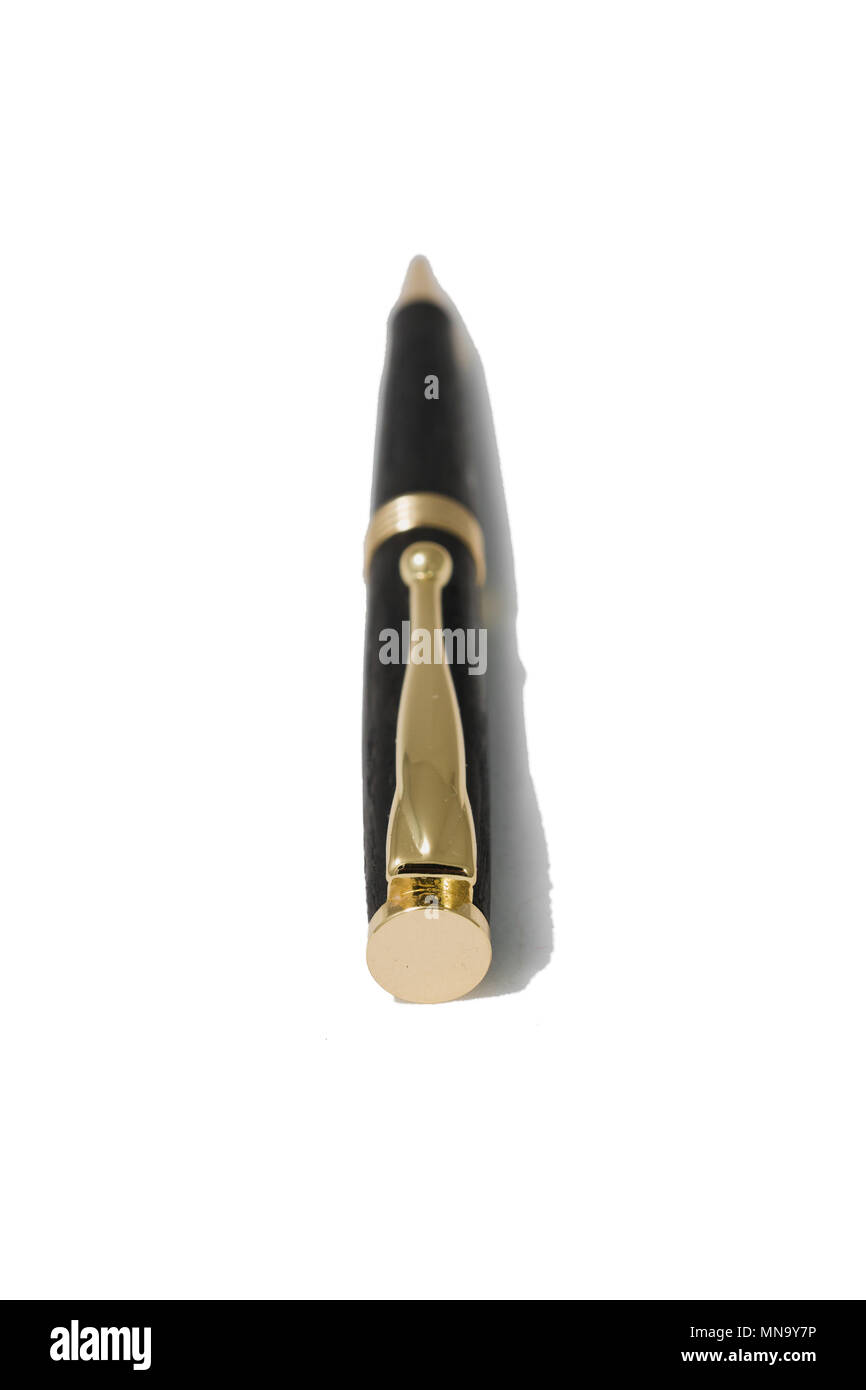Ballpoint pen made of wood and metal on a white background Stock Photo ...