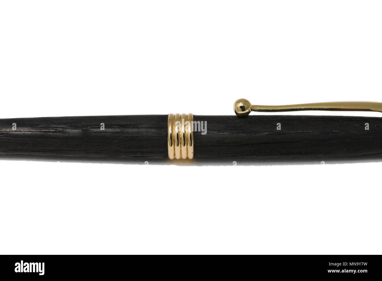 Ballpoint pen made of wood and metal on a white background Stock Photo