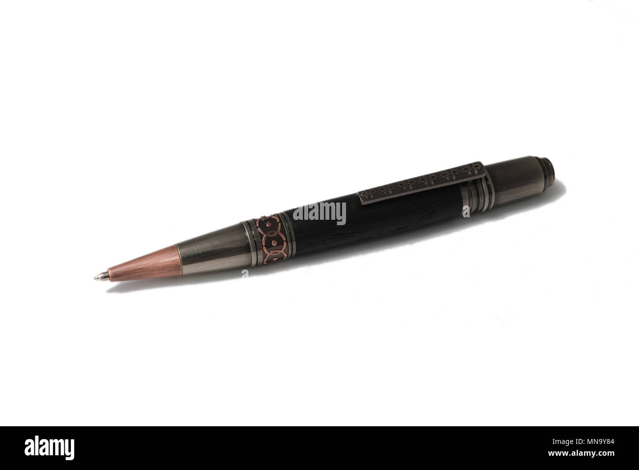 Ballpoint pen made of wood and metal on a white background Stock Photo ...