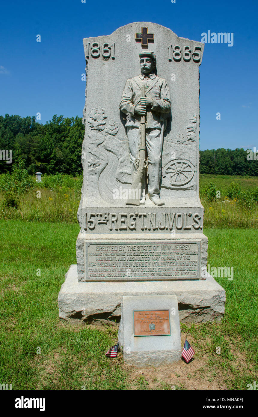 Regimental monument for the 15th New Jersey Volunteers at the Bloody Angle. Stock Photo