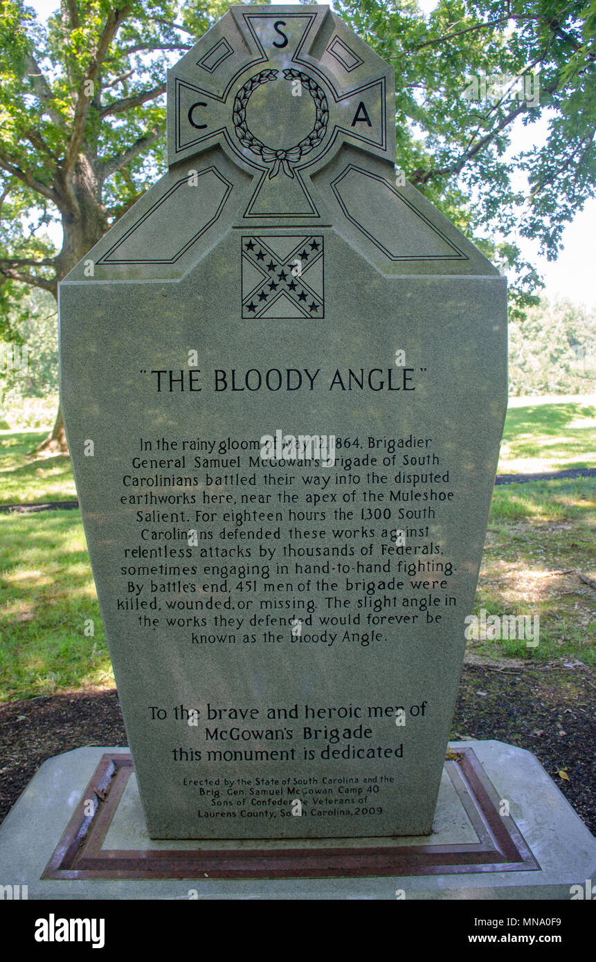 Regimental monument for South Carolina's McGowan's Brigade at the Bloody Angle, Fredericksburg and Spotsylvania National Military Park. Stock Photo