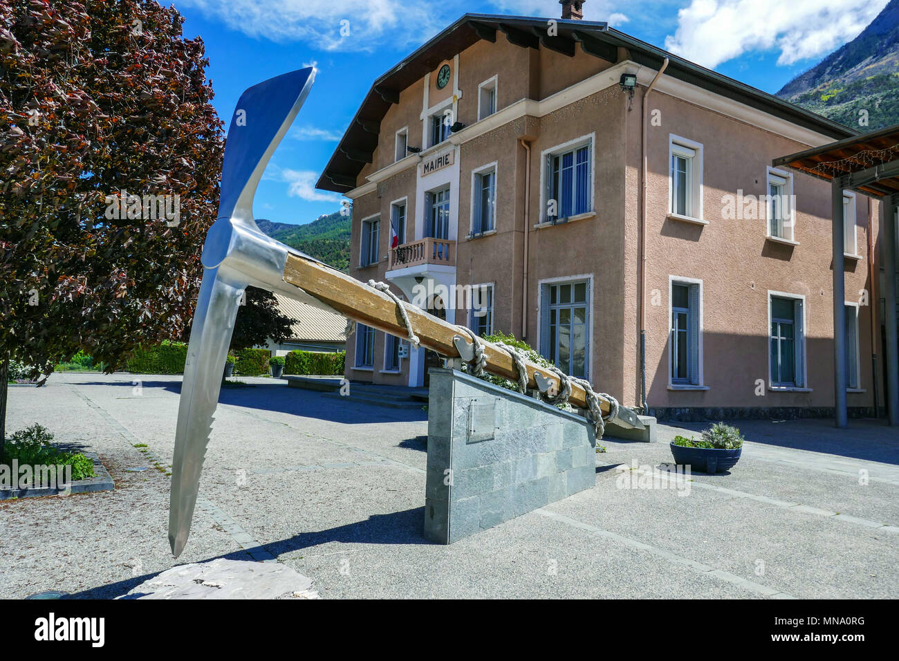 Giant Ice Axe at Argentiere La Bessee Hautes Alpes France Stock Photo