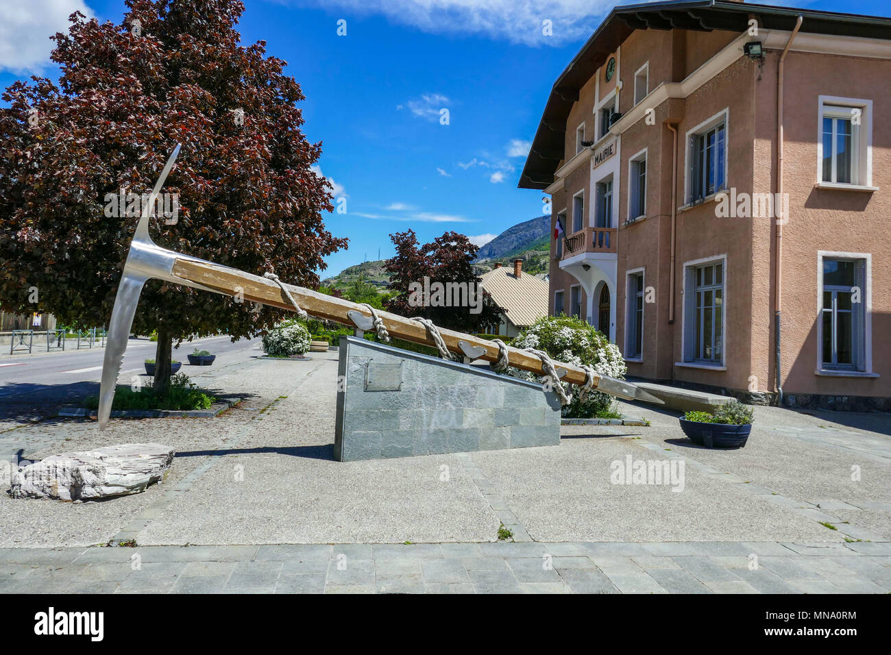 Giant Ice Axe at Argentiere La Bessee Hautes Alpes France Stock Photo