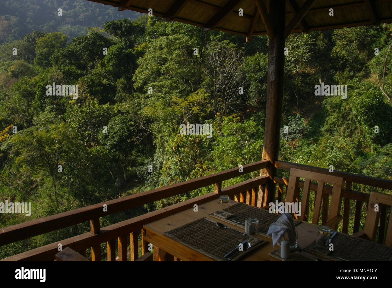 Dining Area of Kurumba Village Resort (Coonoor) Stock Photo