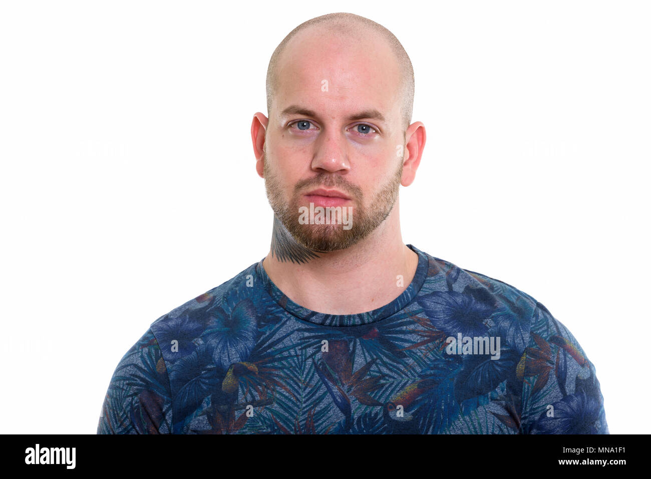 Young bald muscular man Stock Photo