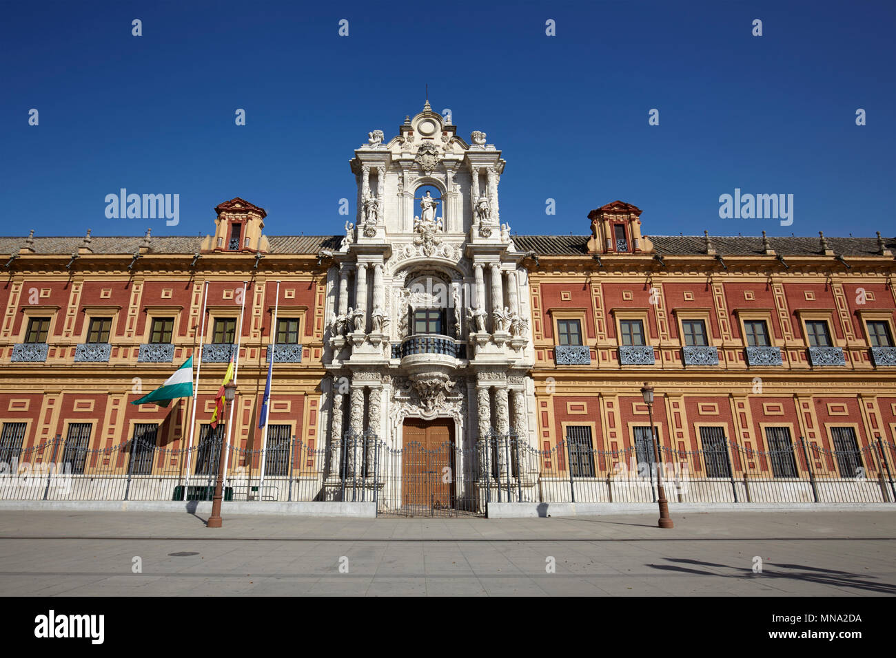 The baroque facade of Palace of San Telmo, Seville, Spain Stock Photo